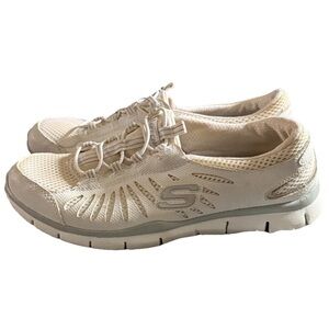 Skechers Women's Casual Slip-On Sneakers in Cream/Light Beige 7.5